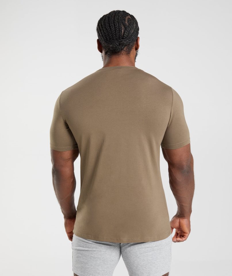 Men's Gymshark Essential T-Shirts Brown | NZ 9YZTSC